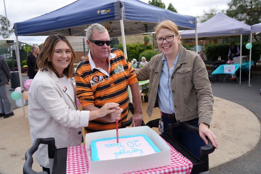 Cutting the cake at Karingal celebration