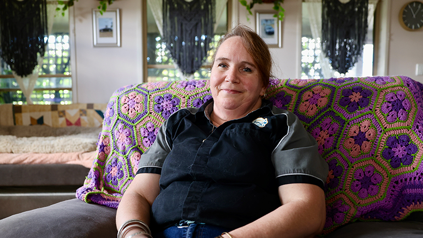 Dalby resident Sabra Maher sat at home